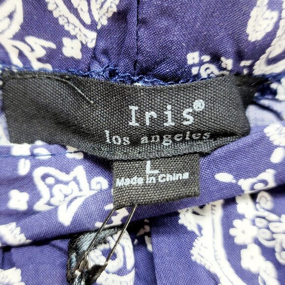 Womens Iris Basic Bandana Print Flowy Shorts With Pockets Size Large Navy & Whit - Picture 2 of 8